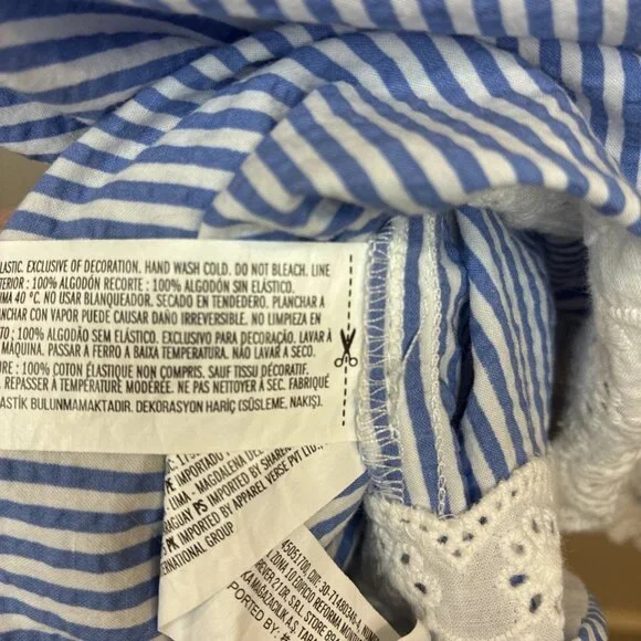 Forever 21 Mini Dress Sz M Coquette Y2K Milkmaid Lace Cottagecore Seersucker - Picture 10 of 10